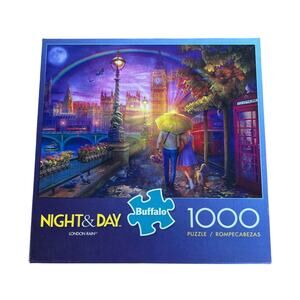 Buffalo Night & Day London Rain 1000 Piece Puzzle w/Small Poster